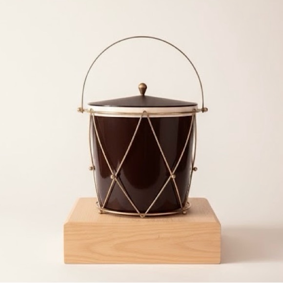 Other - Vintage Black Mid Century Drum Ice Bucket